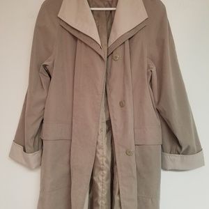 Gallery 2-Tone Microfiber Taupe Trench Coat~M